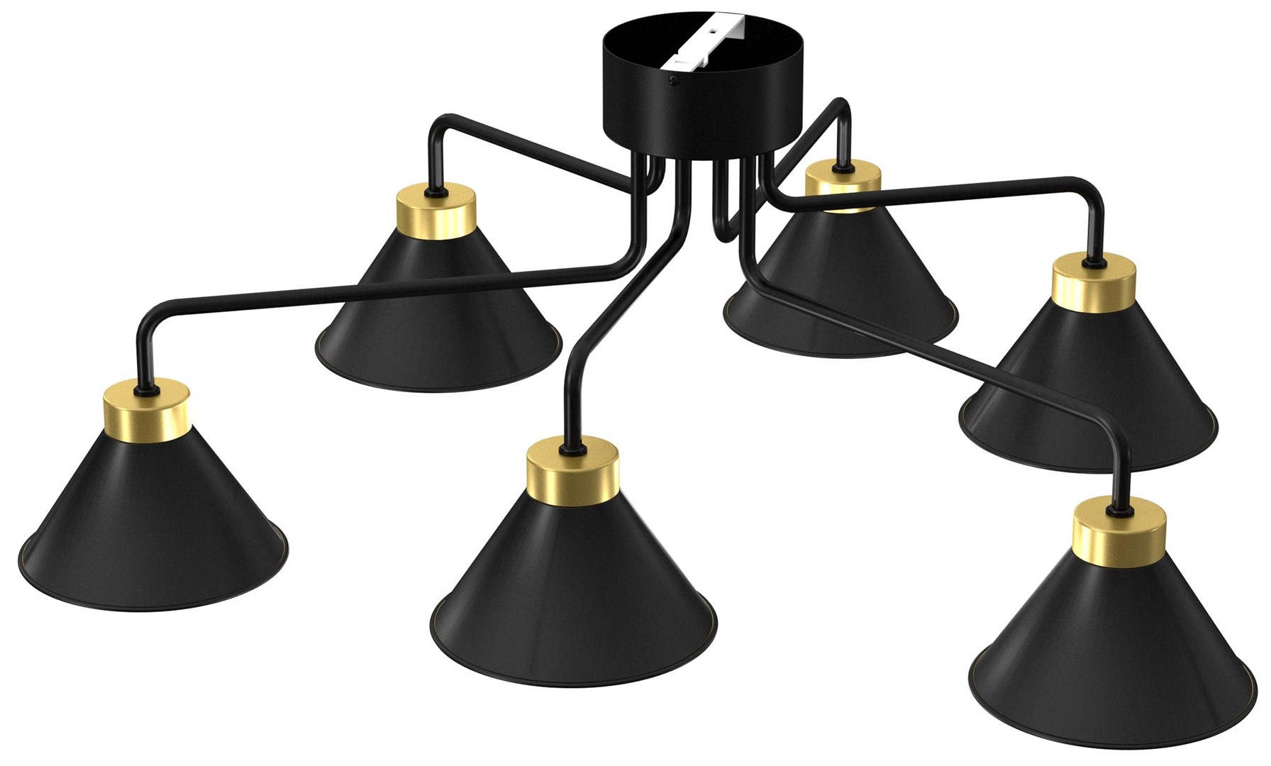 Lampa Sufitowa DEMET Czarny Złoty Metalowy Klosz 6xE27