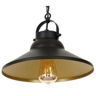 Lampa Wisząca IRON Czarny Złoty Metalowy Klosz 1xE27 31cm