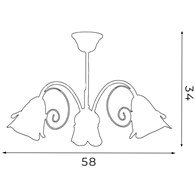 Lampa Sufitowa KOKARDA Złoty Szklany Klosz 3xE14