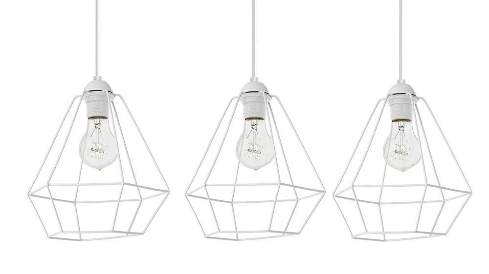 Lampa Wisząca ALMA Biały Metalowy Klosz 3xE27