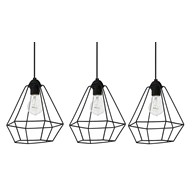 Lampa Wisząca ALMA Czarny Metalowy Klosz 3xE27