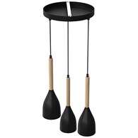 Lampa Wisząca MUZA Czarny Brązowy Metalowy Klosz 3xE27 P