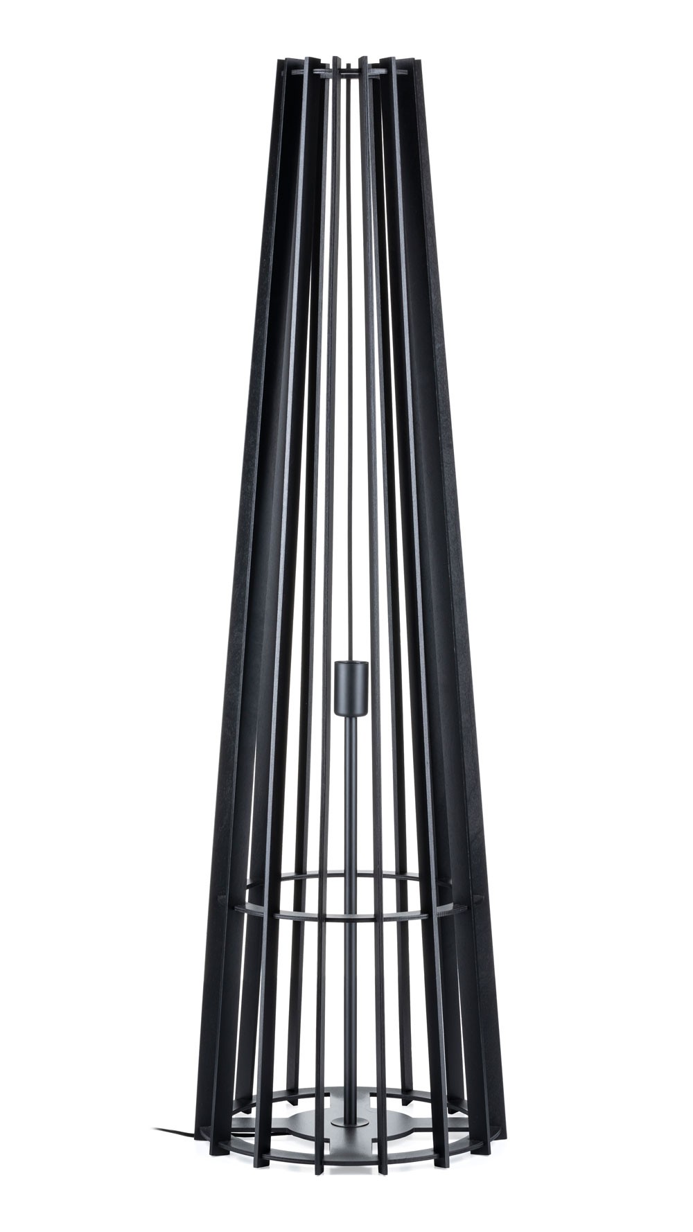 Lampa podłogowa stojąca 130 cm PLYWOOD Wykonana z drewnianej sklejki w kolorze czarnym oraz metalu, elegancka i stylowa lampa podłogowa w stylu BOHO lub RUSTYKALNYM
