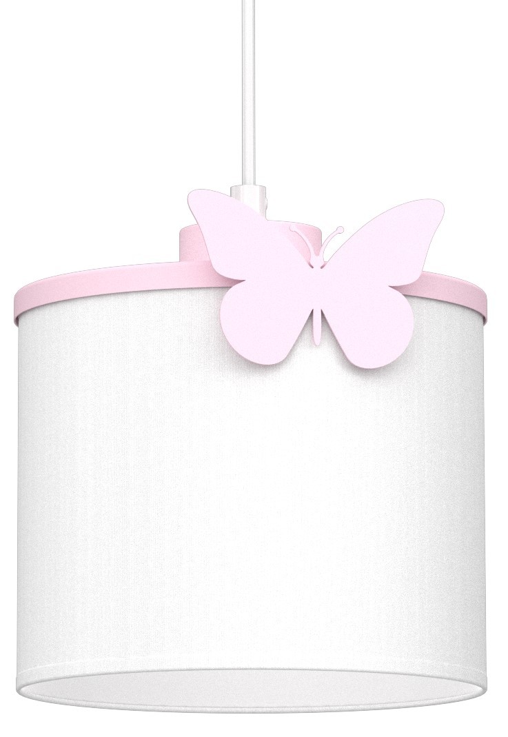 Lampa Wisząca SWEET Różowy Biały Abażur 1xE27 Motyl