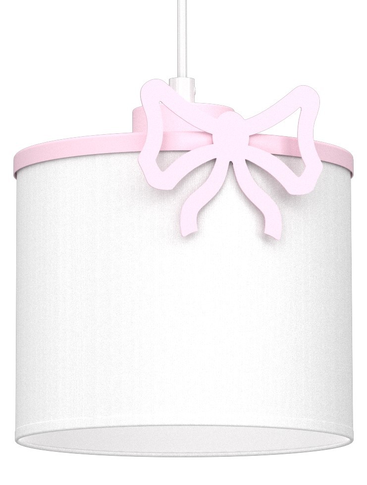 Lampa Wisząca SWEET Różowy Biały Abażur 1xE27 Kokarda