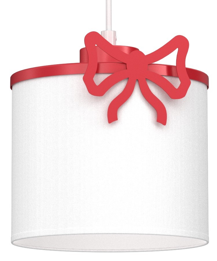 Lampa Wisząca SWEET Czerwony Biały Abażur 1xE27 Kokarda