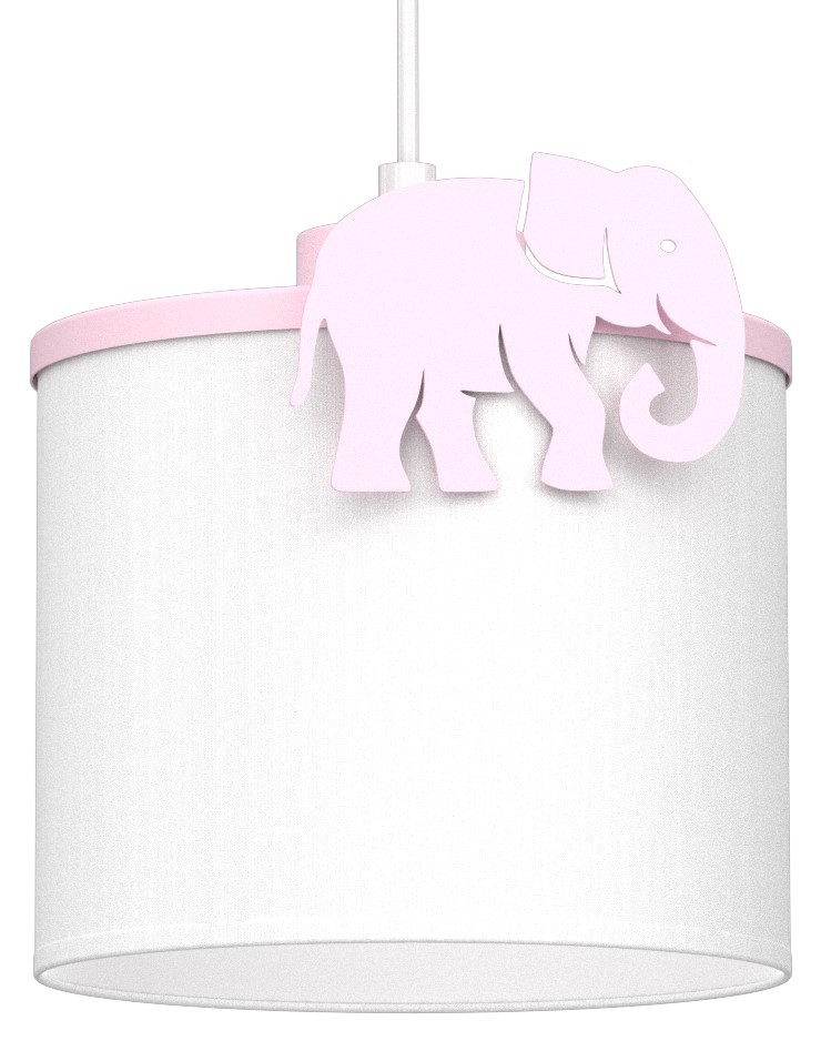 Lampa Wisząca SWEET Różowy Biały Abażur 1xE27 Słoń