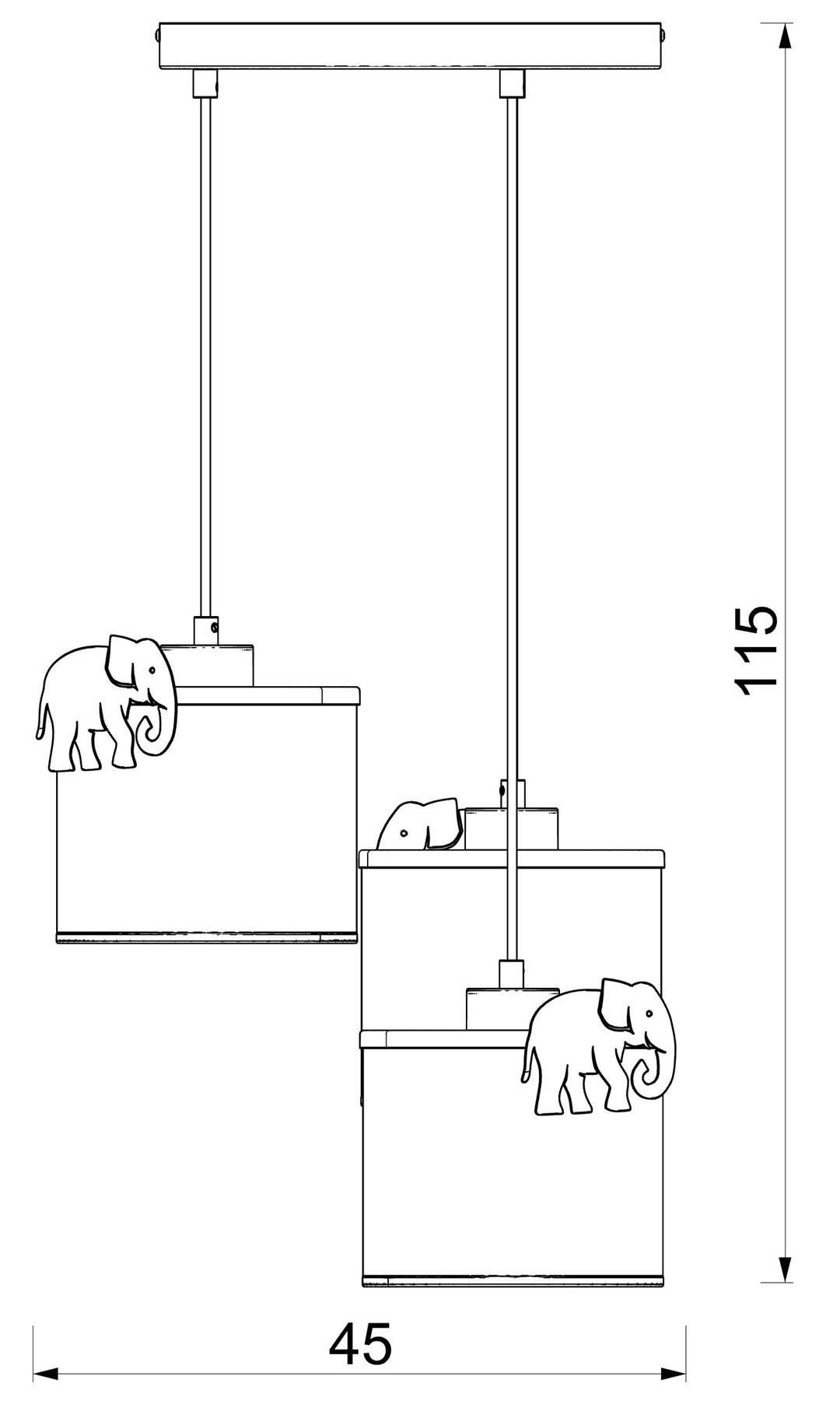 Lampa Wisząca SWEET Różowy Biały Abażur 3xE27 Słoń