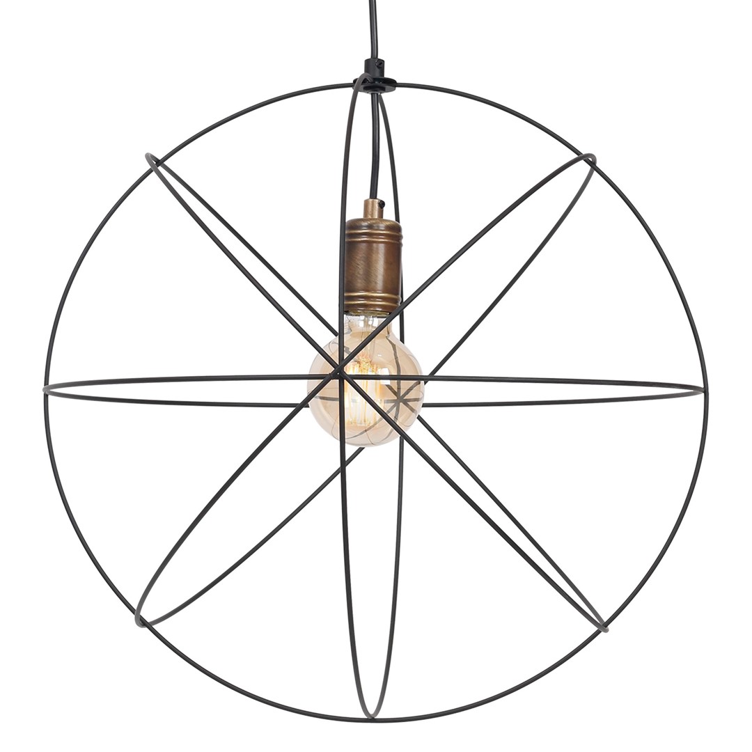 Lampa Wisząca GERID Czarny Złoty Metalowy Klosz 1xE27 45cm