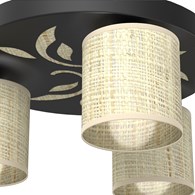 Lampa Sufitowa NATUR Czarny Beżowy Abażur Rattanowy 3xE14 Plafon