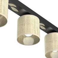 Lampa Sufitowa NATUR Czarny Beżowy Abażur Rattanowy 3xE14