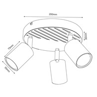 Lampa Sufitowa Spot TERRA Czarny 3xGU10 Plafon
