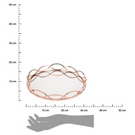 Taca z lustrem różowe złoto 31 cm Dekoracyjna, okrągła, patera w nowoczesnym stylu, wykonana z metalu oraz lustra, w kolorze różowego złota o wymiarach: 31x4 cm