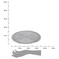Podkładka na stół okrągła srebrna 35 cm Pleciona mata na stół ozdobiona frędzlami, wykonana z trwałego materiału, podkładka o średnicy 35 cm