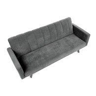 Sofa rozkładana Armando popielata Klasyczna kanapa z funkcją spania, stalowe nogi, tapicerowana wysokiej jakości welurową tkaniną w kolorze popielatym