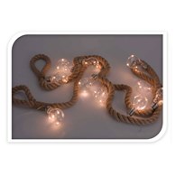 Girlanda 10 Led na grubym sznurze Łańcuch świetlny w postaci 10 żarówek na grubym, dekoracyjnym, parcianym sznurze o długości 3m, zasilana bateriami, do dekoracji wnętrz, ogrodów, balkonów