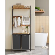 Kosz na pranie 2 komory czarny z drabiną