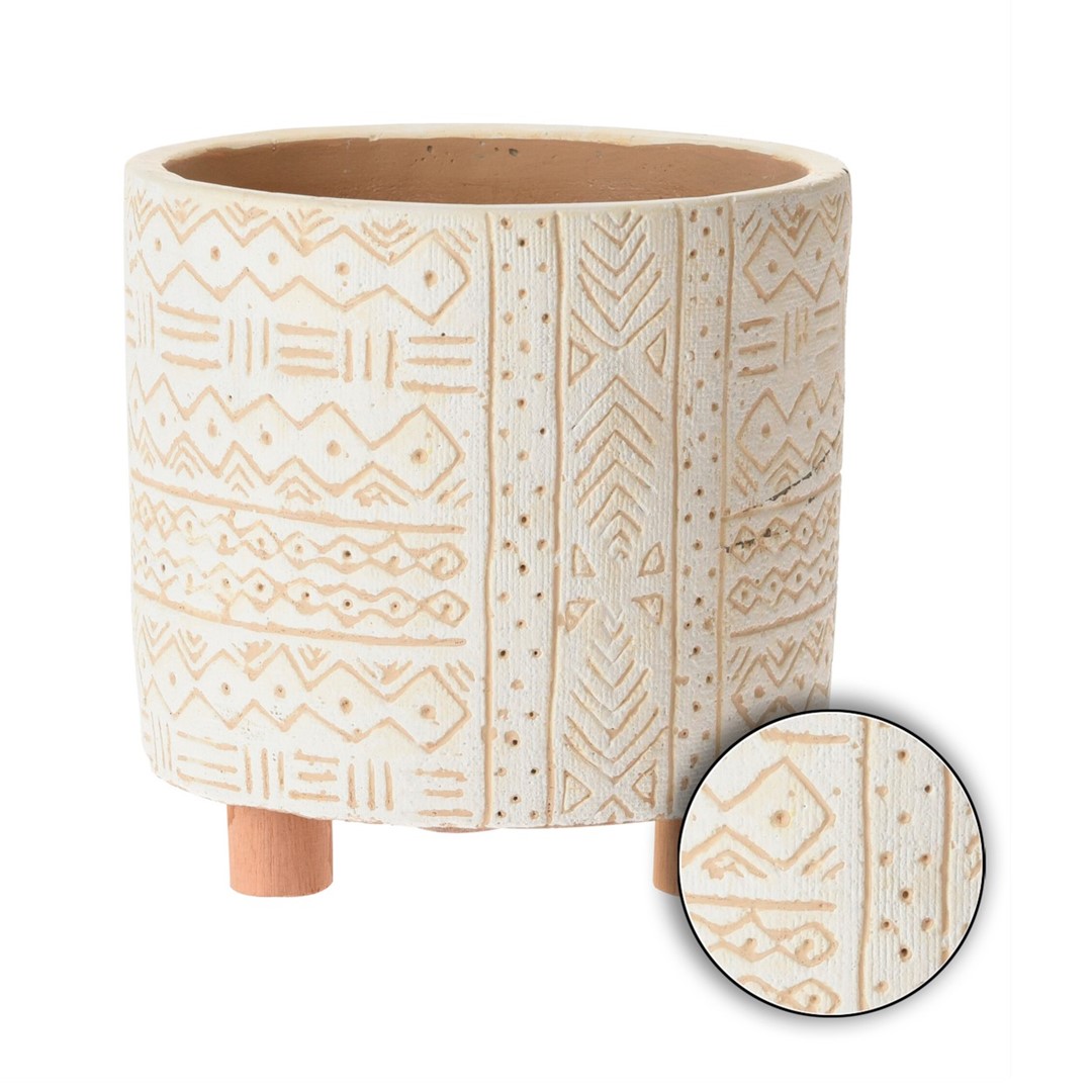 Osłonka na nóżkach Astec 14x14 cm Okrągła dekoracyjna doniczka umieszczona na trójnogu, wykonana z solidnego materiału, donica na kwiaty i zioła