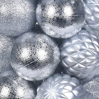 Bombki choinkowe Diamond srebrne 35 szt Zestaw dekoracyjnych bombek w eleganckim kolorze srebra, pięć różnych wzorów w błyszczącym oraz matowym wykończeniu, wykonane z tworzywa sztucznego o średnicy 6 cm