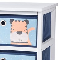 Komoda dla dzieci z szufladami niebieska Szafka, regał do pokoju dziecięcego z dwoma szufladami niebiesko biała o wymiarach: 43x41x33,5
