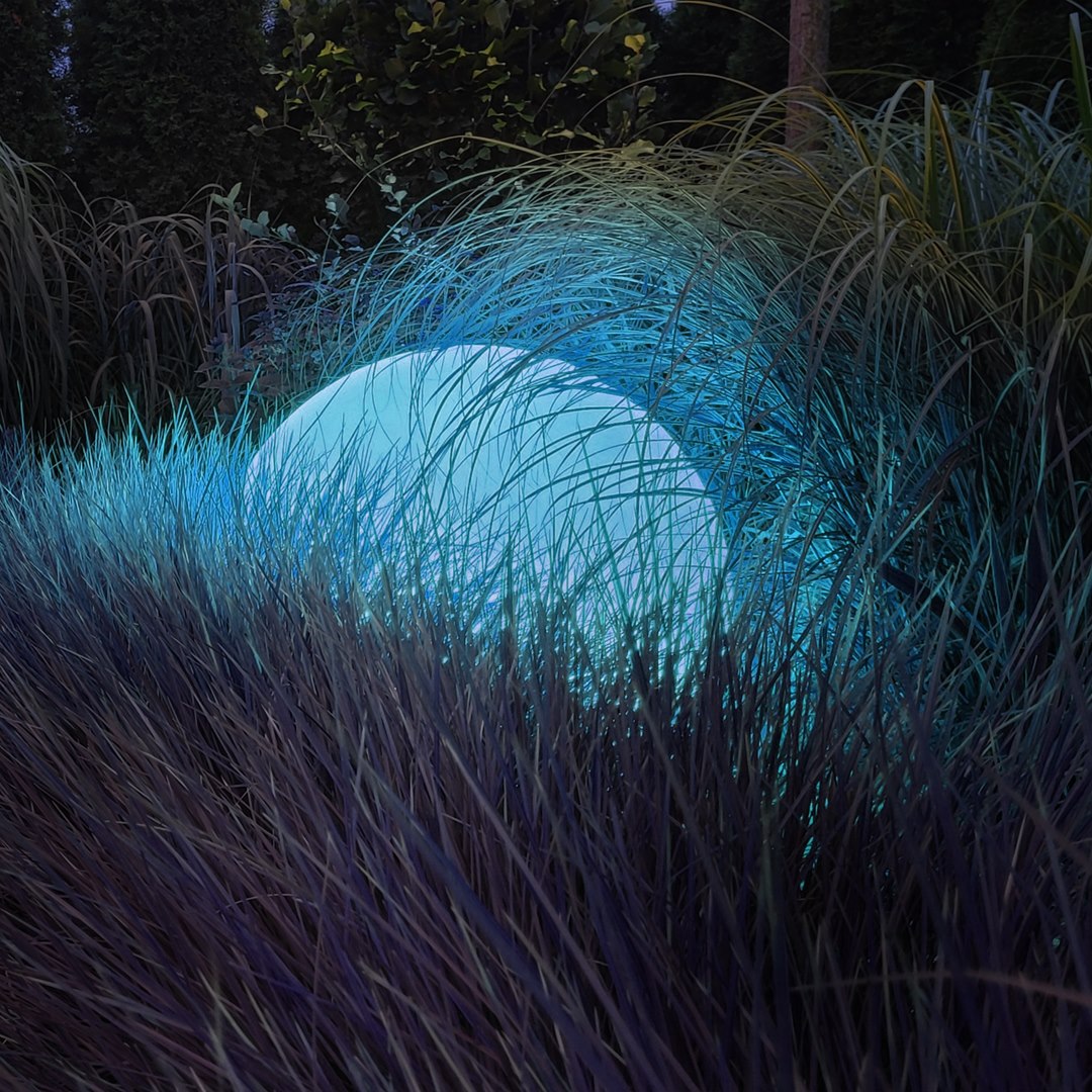 Kula Ogrodowa GLOBO Biała 30 cm + Żarówka RGB A60 10W + Pilot