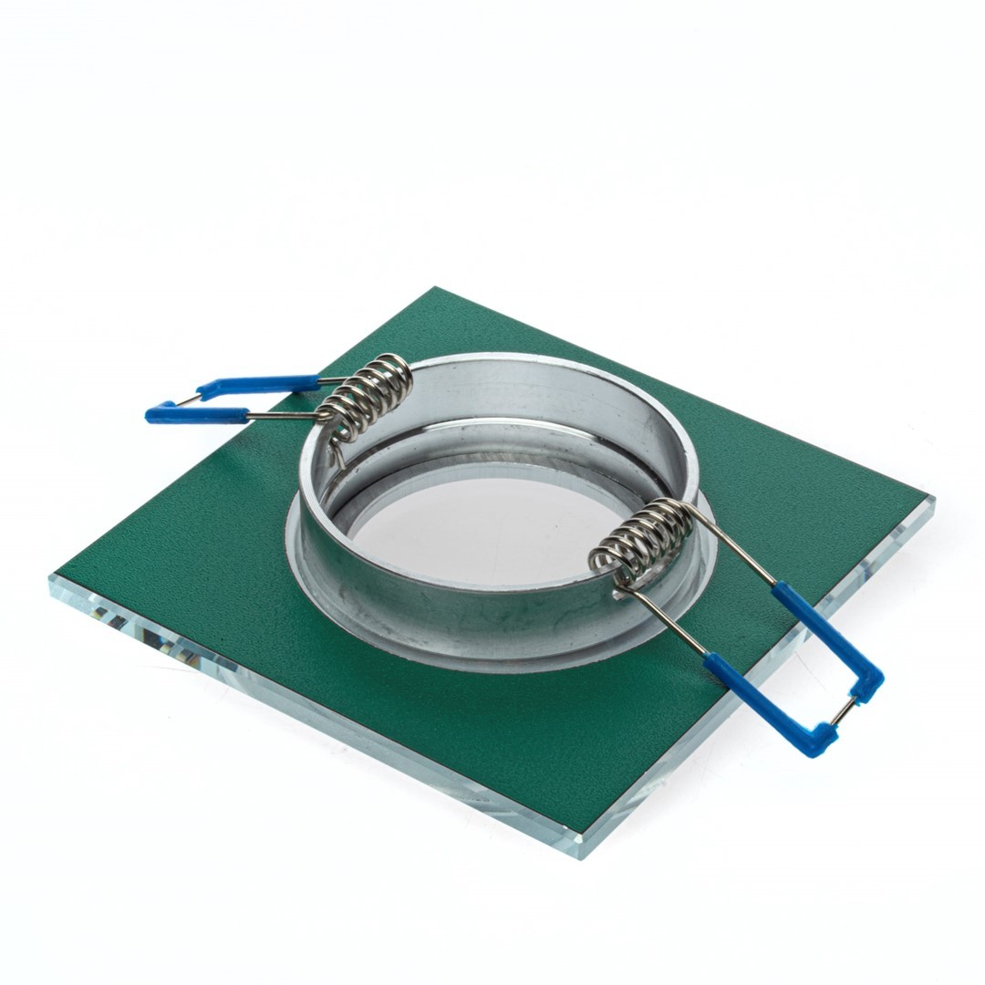 Kwadratowe Oczko Sufitowe Podtynkowe Srebrne Szklane 1xGU10 9cm Bez Oprawki