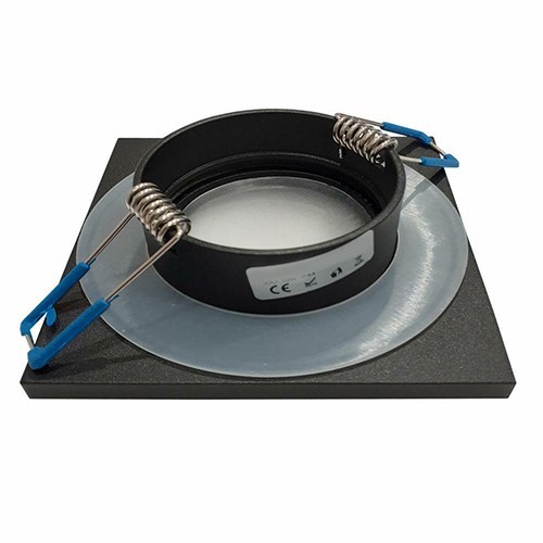 Kwadratowe Oczko Sufitowe Podtynkowe Czarne 1xGU10 8,5cm IP44 Bez Oprawki