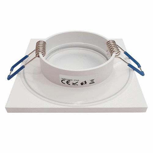 Kwadratowe Oczko Sufitowe Podtynkowe Białe 1xGU10 8,5cm IP44 Bez Oprawki