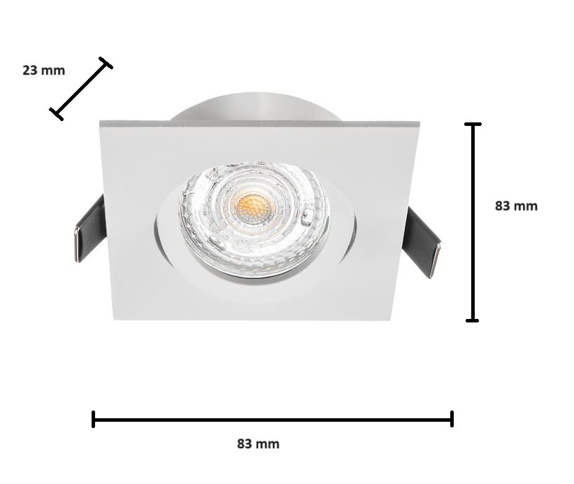 Kwadratowe Oczko Sufitowe Podtynkowe Regulowane Biały1xGU10 8,3cm IP20 Bez Oprawki