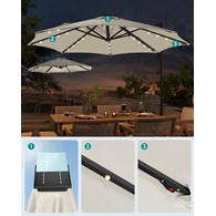 Duży parasol 300 cm z 28 diodami LED beż