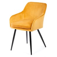 Krzesło Lenti Black Orange Wykonane z aksamitnego, przyjemnego w dotyku materiału w kolorze musztardowym, nogi wykonane z metalu