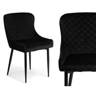 Komplet 4 krzeseł Kajto Black    Wykonane z aksamitnego, przyjemnego w dotyku materiału w kolorze czarnym, nogi wykonane z metalu, zestaw 4 szt.