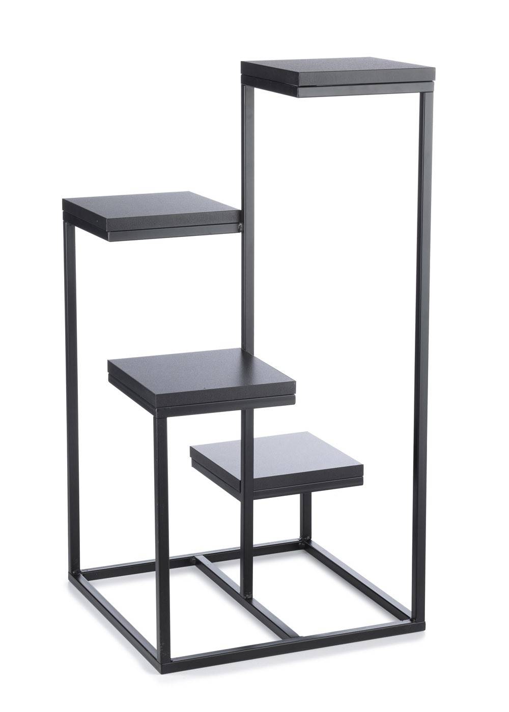 Kwietnik stojący KASKADA czarny LOFT Wykonany z metalu oraz płyty MDF w kolorze czarnym, solidny i modny stojak na kwiaty w stylu industrialnym lub LOFT 79 cm