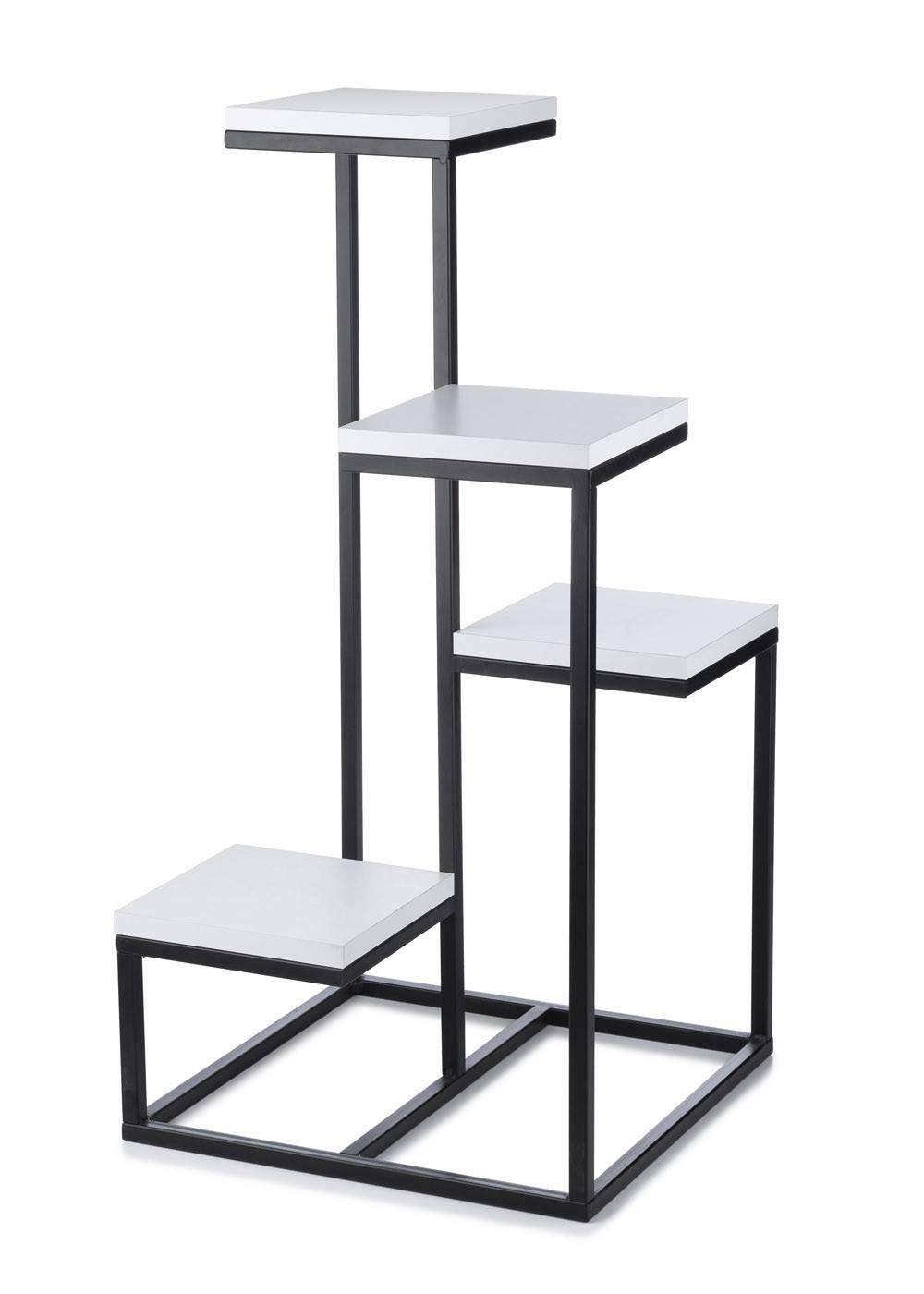 Kwietnik stojący KASKADA biały LOFT 79cm Wykonany z metalu oraz płyty MDF w kolorze białym, solidny i modny stojak na kwiaty w stylu industrialnym lub LOFT 79 cm