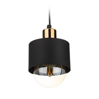 Lampa wisząca BerlinStil 12 cm cz-miedź Modna sufitowa lampa w kolorze czarnym z miedzianym nadkloszem, w stylu loft industrialnym 12 cm