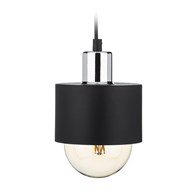 Lampa wisząca BerlinStil 12cm cz-srebrna Modna sufitowa lampa w kolorze czarnym ze srebrnym nadkloszem, w stylu loft industrialnym 12 cm