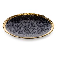 Talerz Kati Black Gold 25 cm Wykonany z ceramiki w kolorze czarnym ze złotymi krawędziami. Średnica naczynia wynosi 25 cm