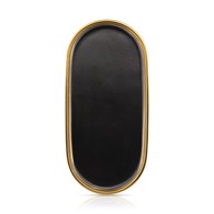 Taca dekoracyjna Lovia Black Gold 32 cm Owalna taca dekoracyjna wykonana z ceramiki w kolorze czarnym, wykończona złotą farbą, długość 32 cm
