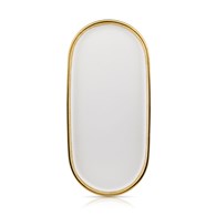 Taca dekoracyjna Lovia White Gold 32 cm Owalna taca dekoracyjna wykonana z ceramiki w kolorze białym, wykończona złotą farbą, długość 32 cm