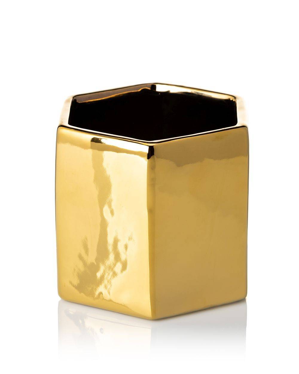 Doniczka Mia Gold 12 cm Wykonana z ceramiki w kolorze złotym. Wymiary: 14x12x12 cm.