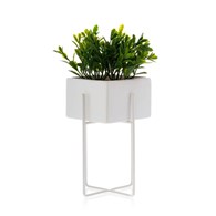 Doniczka Mizu White 21 cm Stelaż wykonany z metalu, osłonka wykonana z ceramiki. Wymiary: 12x12x21 cm.