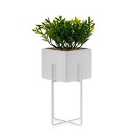 Doniczka Mizu White 23 cm Stelaż wykonany z metalu, osłonka wykonana z ceramiki. Wymiary: 12x12x23 cm.