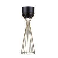 Kwietnik nowoczesny 68 cm złoto czarny Wykonany z metalu, stojak na rośliny w ciekawym design, złoty stelaż i czarna osłonka w stylu LOFT