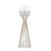 Kwietnik nowoczesny 68 cm złoto biały Wykonany z metalu, stojak na rośliny w ciekawym design, złoty stelaż i biała osłonka w stylu LOFT