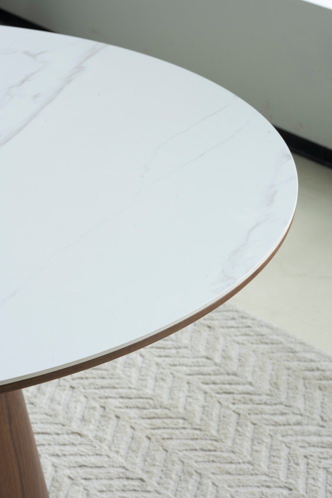 Stół RILEY 120 cm okrągły marmur orzech