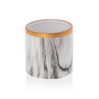 Doniczka Sona Marbling 11 cm Wykonana z ceramiki w kolorze białego marmuru ze złotym wykończeniem o średnicy 11 cm