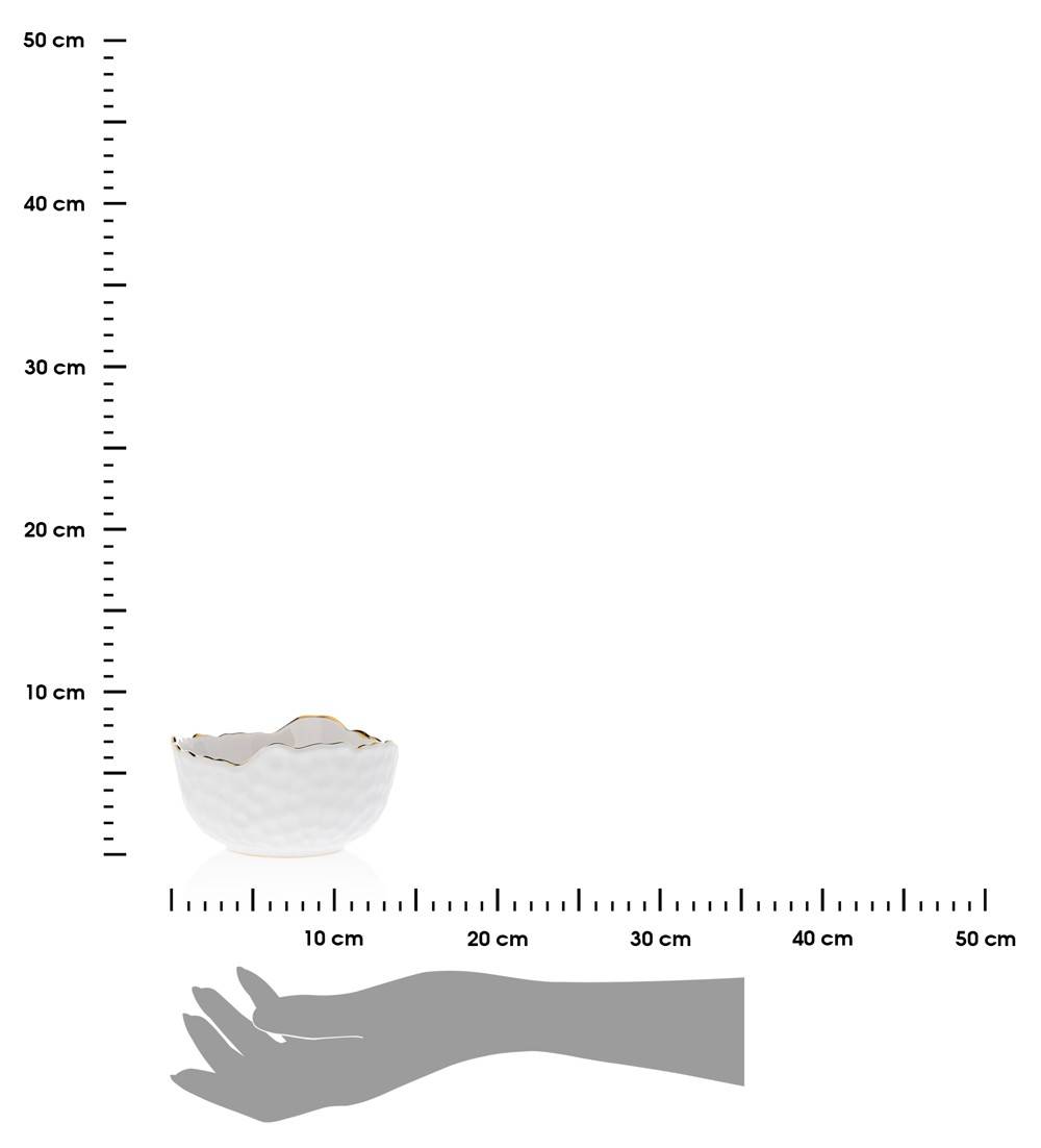 Salaterka ceramiczna Tigella White 13 cm Wykonana z ceramiki w kolorze białym z dodatkiem koloru złotego, pojemność naczynia wynosi 250 ml