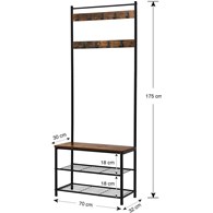 Wieszak stojak garderoba na ubrania LOFT Wykonany z metalu i solidnej płyty MDF, praktyczny i wytrzymały stojak na ubrania w stylu rustykalnym oraz LOFT