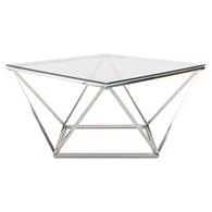 Stolik kawowy Diamanta Silver Wykonany ze stali nierdzewnej w kolorze srebrnym, wymiary 80x80x45 cm, blat z hartowanego szkła