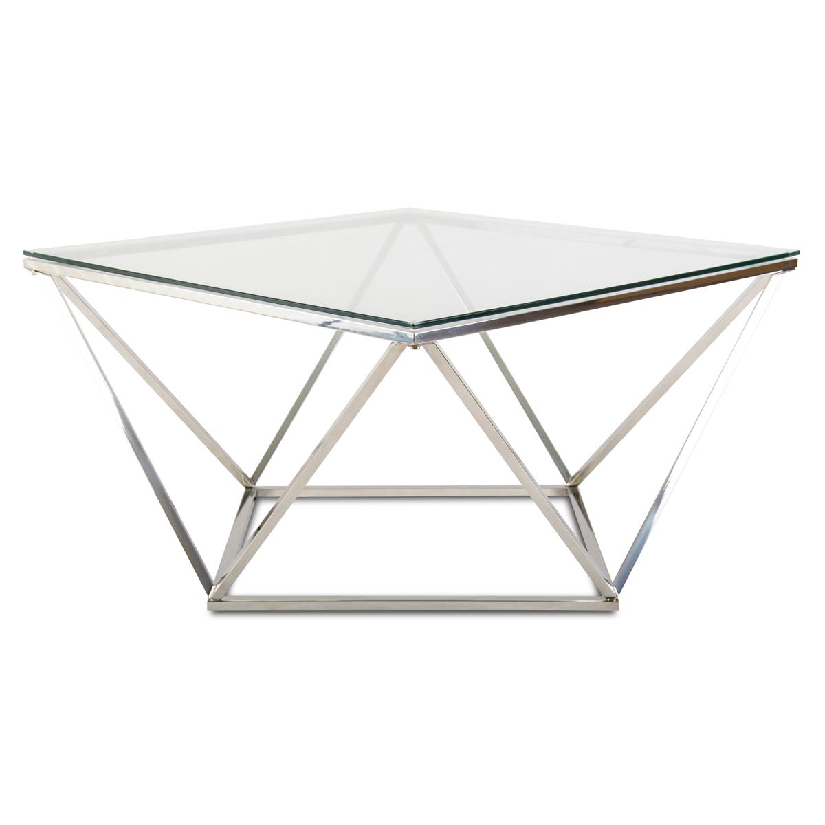 Stolik kawowy Diamanta Silver Wykonany ze stali nierdzewnej w kolorze srebrnym, wymiary 80x80x45 cm, blat z hartowanego szkła